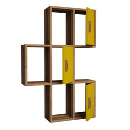 Hanah Home Estantería de Pared Bohemia Nogal, Amarillo 50x112.6x20cm